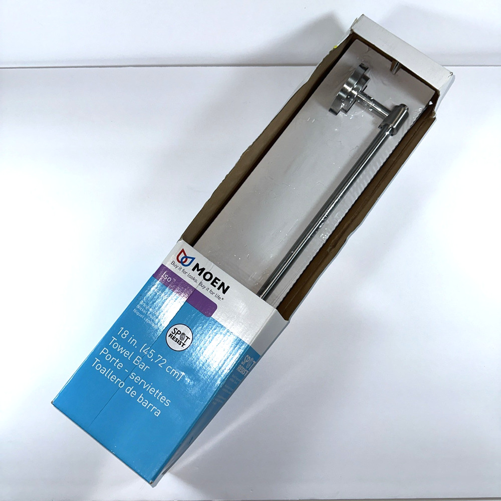 Moen ISO 18-Inch Towel Bar in Spot Resist Brushed Nickel DN0718BN New in Box!